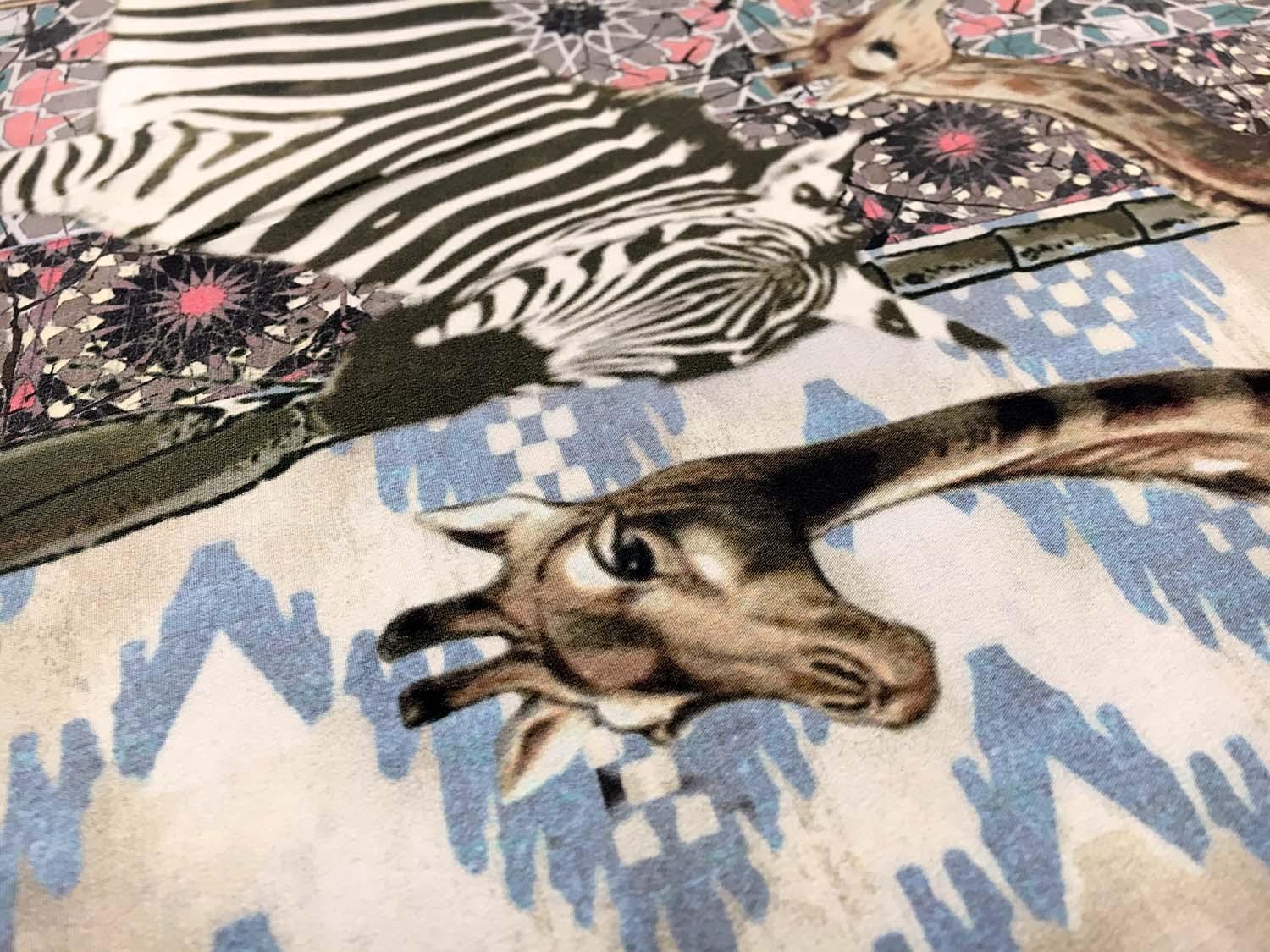 Printed Silk Crepe de Chine with Safari Scenes3