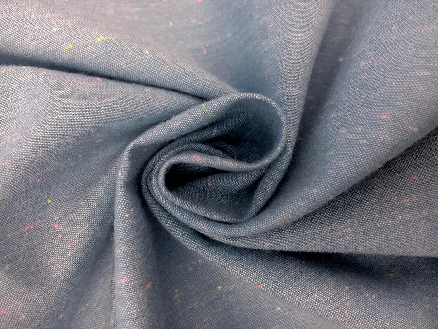 Cotton Chambray Novelty In Blue With Neon Specks1