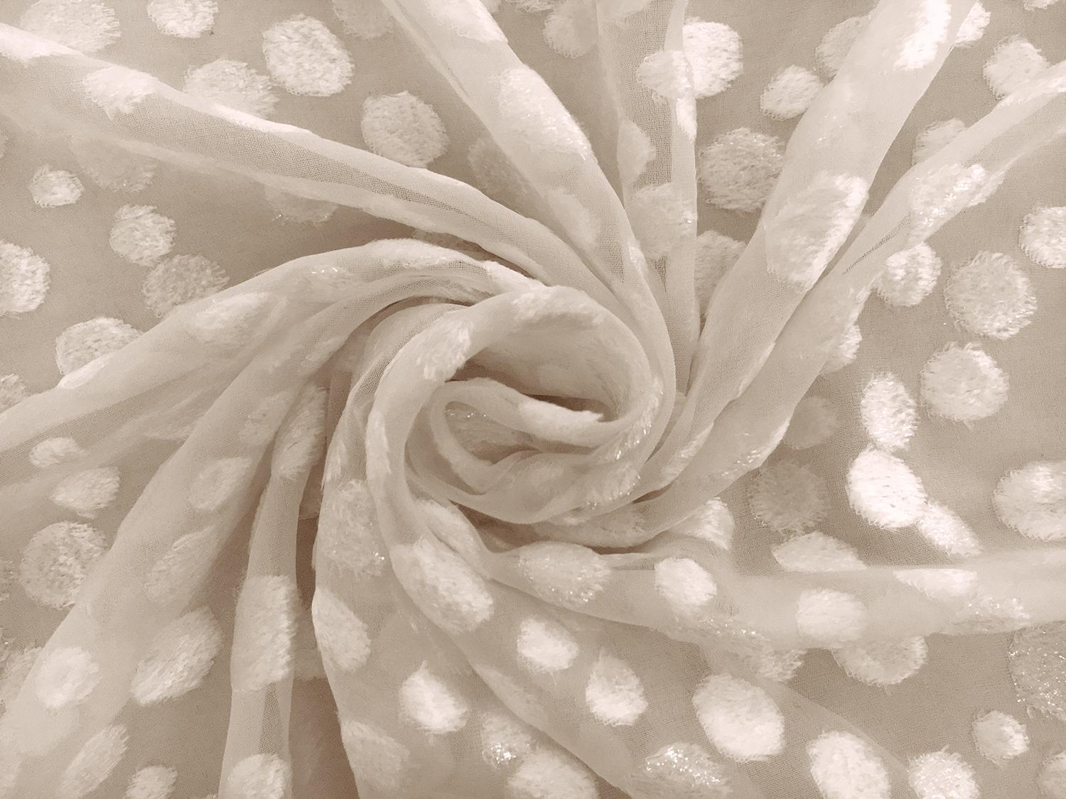 Silk Lurex Burn-Out Velvet Dots in Ivory 1