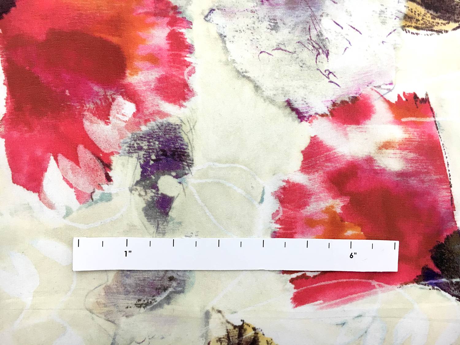 Printed Silk Crepe de Chine with Water Color Poppies1