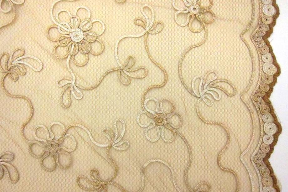 Metallic Ribbon Embroidered Souffle0