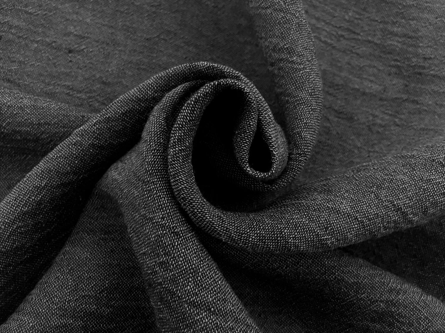 Crinkled Linen Gauze in Thunder1