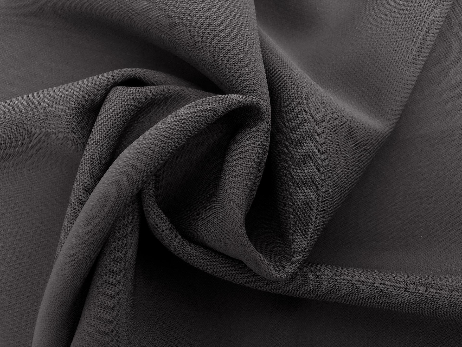 Polyester and Spandex Stretch Crepe in Charcoal1