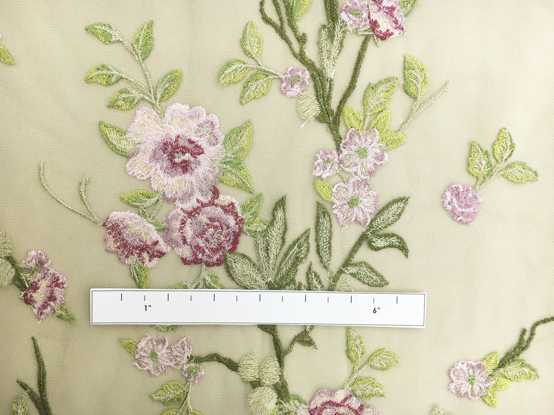 Metallic Embroidered Tulle with Climbing Vines and Roses1