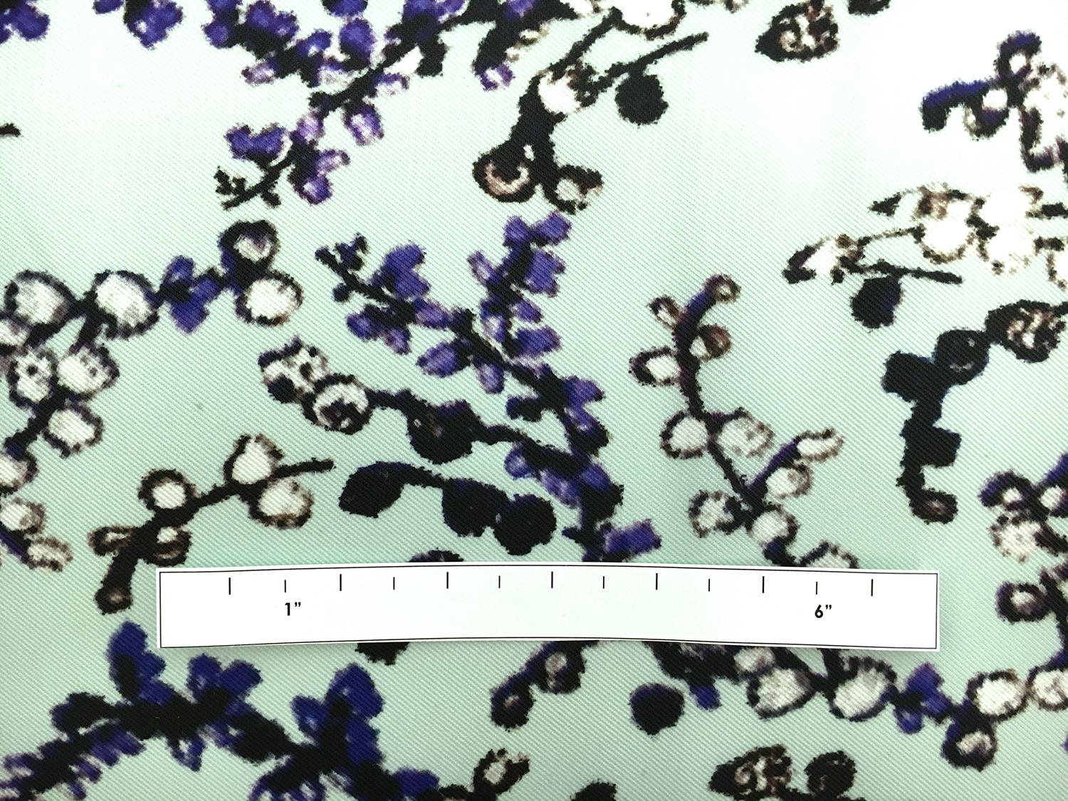 Printed Polyester Blend Twill with Lavender Sprigs1