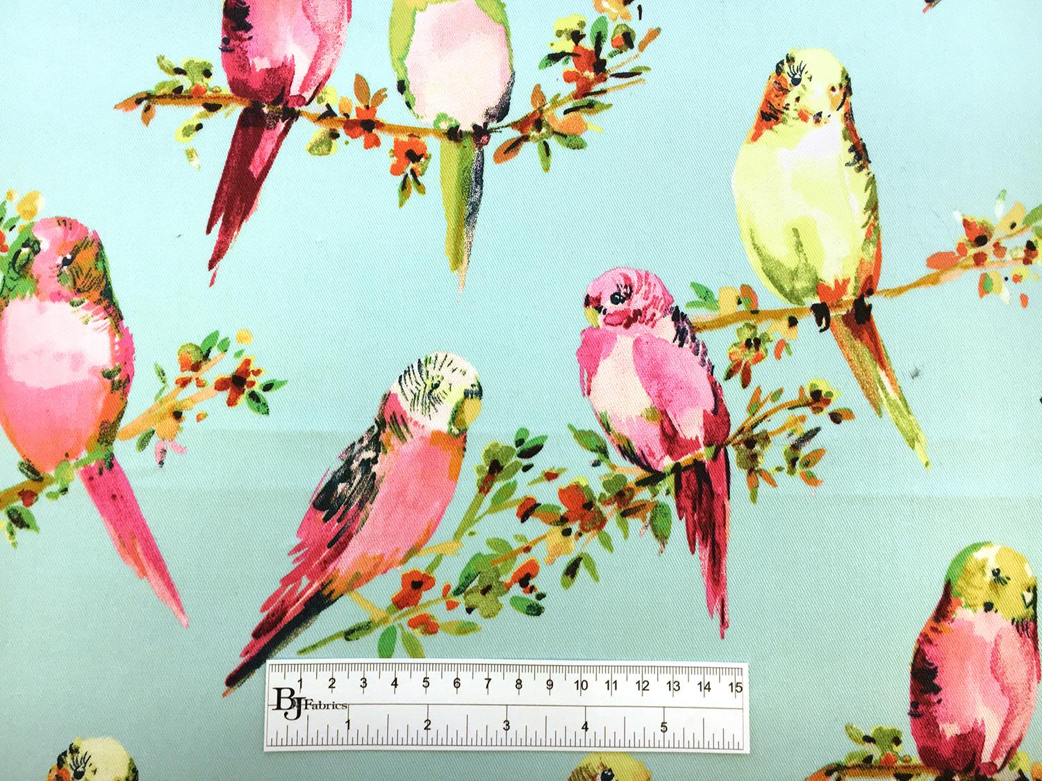 Cotton Twill Parakeets Print3