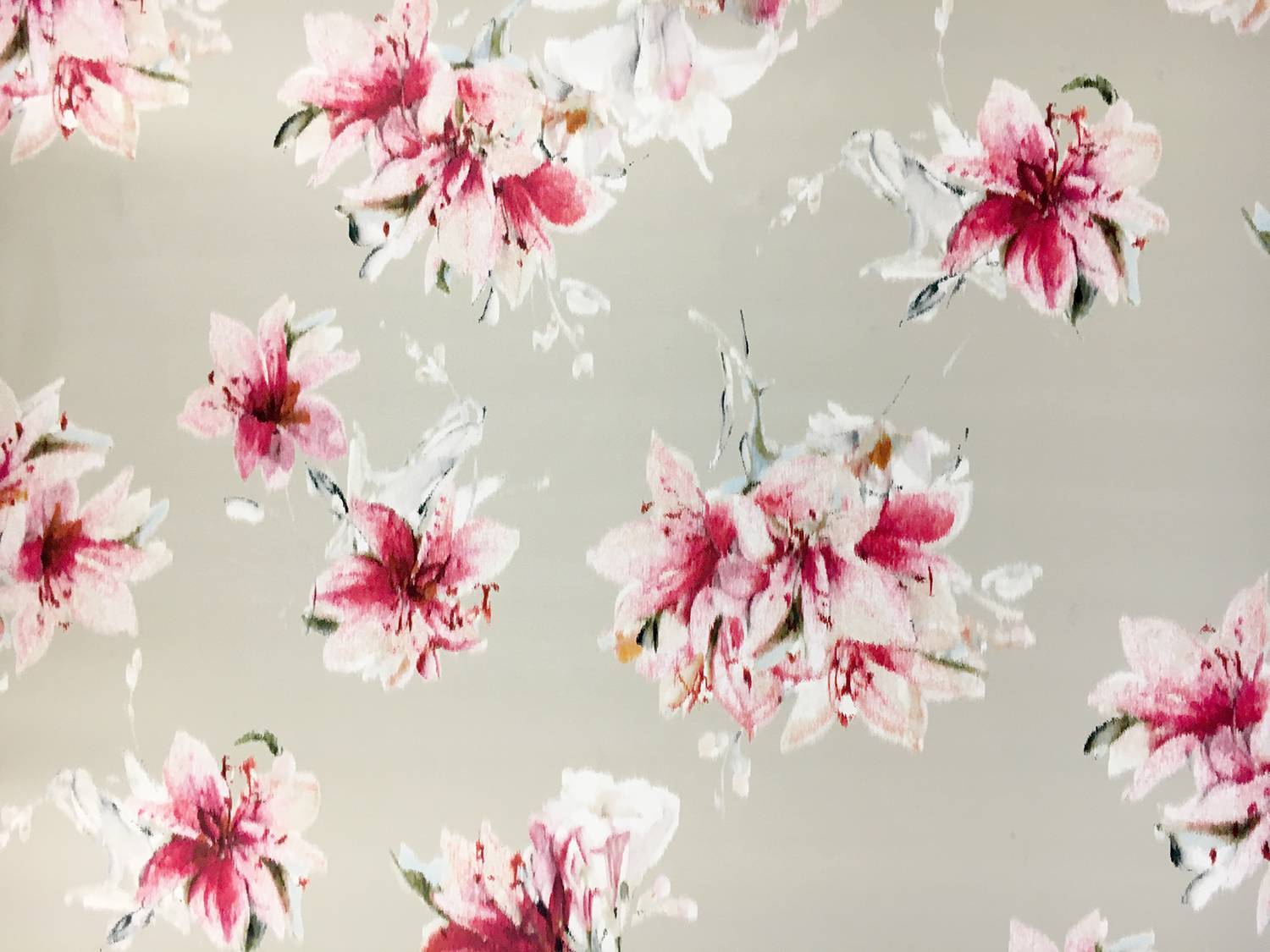 Printed Silk Mikado with Warped Florals0