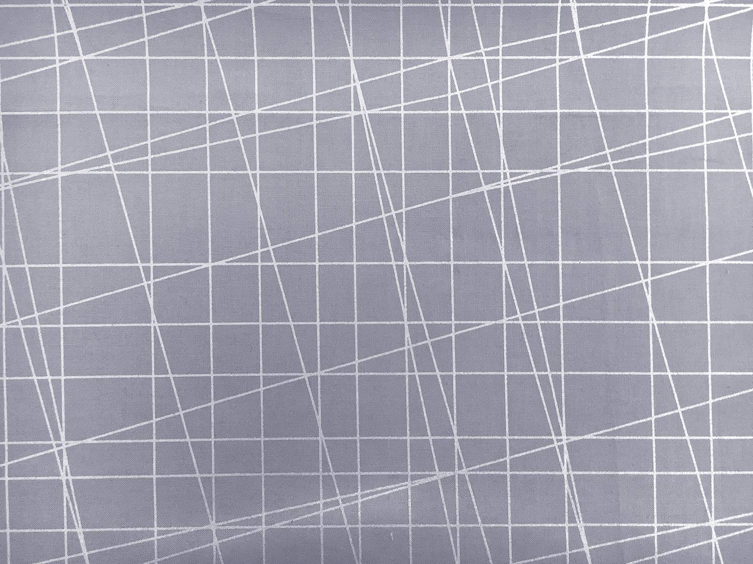 Cotton Broadcloth Metallic Grid Print in Slate0