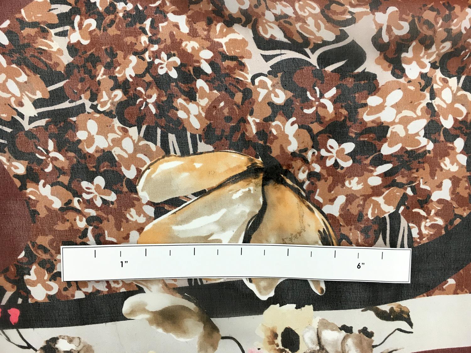 Printed Silk Chiffon with Butterflies and Abstract Geometric Patterns1