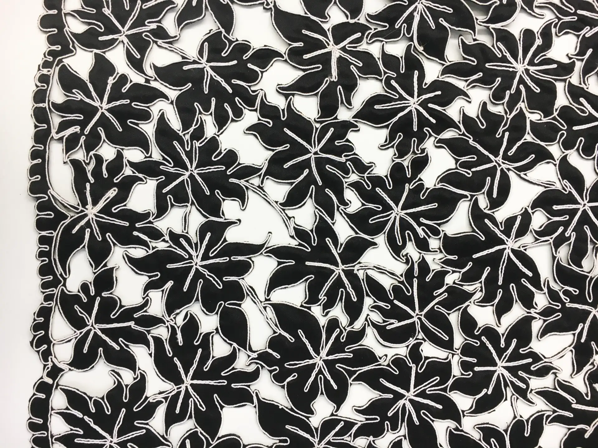 Corded Laser Cut Satin with a Double Scalloped Border0