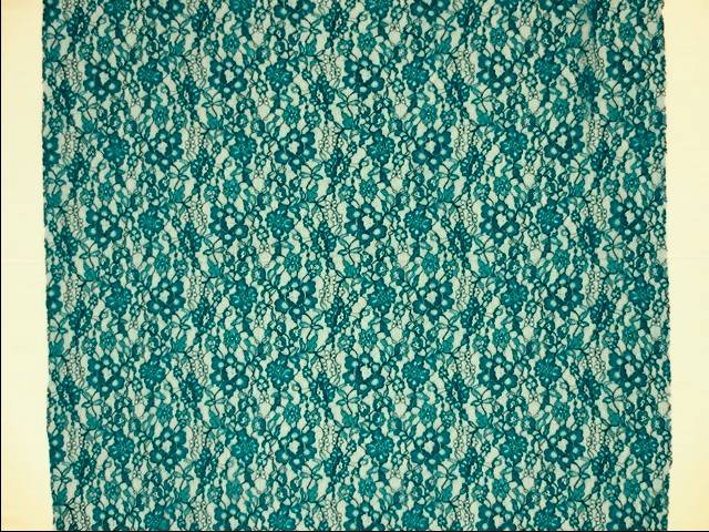 Peacock blue floral Stretch French Chantilly Lace