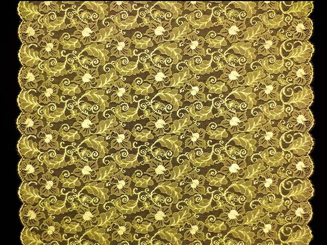 Double scallop floral chartreuse French Metallic Chantilly Lace