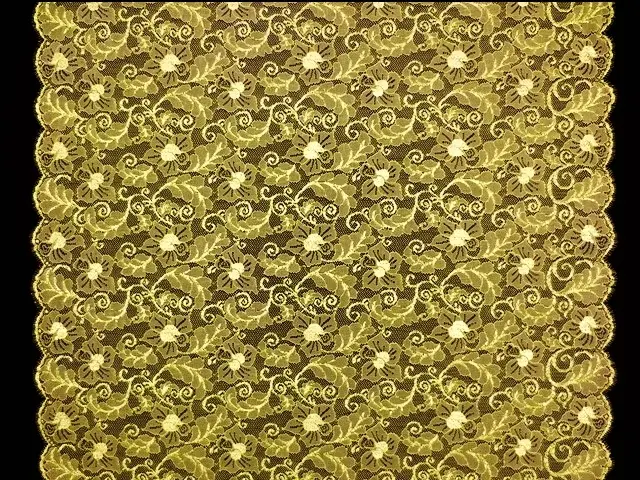 Double scallop floral chartreuse French Metallic Chantilly Lace