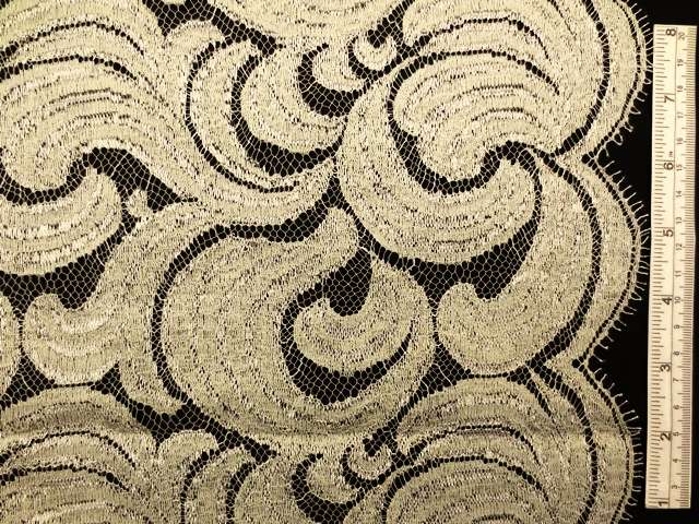 Silver and grey double scallop swirly French metallic Chantilly Lace