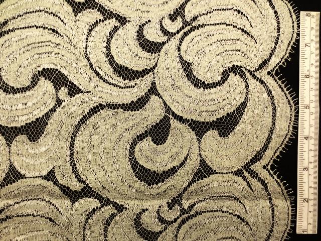 Silver and grey double scallop swirly French metallic Chantilly Lace