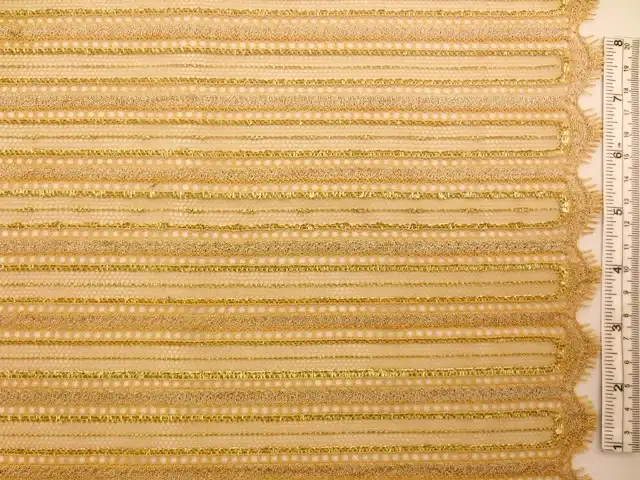 Double scallop stripe gold metallic French Chantilly Lace