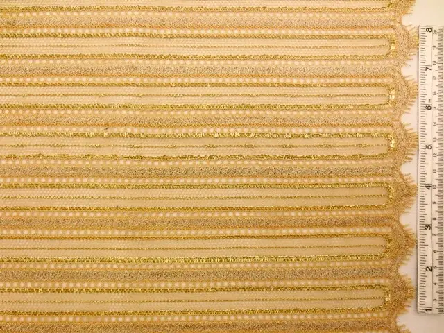 Double scallop stripe gold metallic French Chantilly Lace