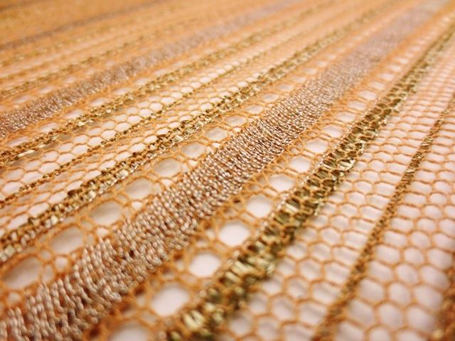 Double scallop stripe gold metallic French Chantilly Lace