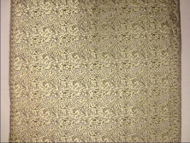 Double scallop paisley light gold metallic painted French Embroidered Lace