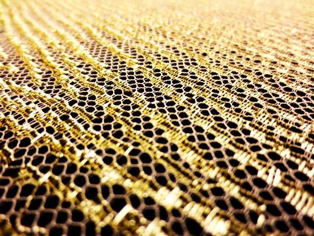 Single scallop gold metallic French Chantilly Lace
