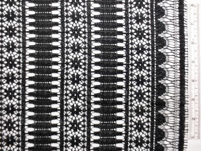 Double scallop black floral French Chantilly Lace