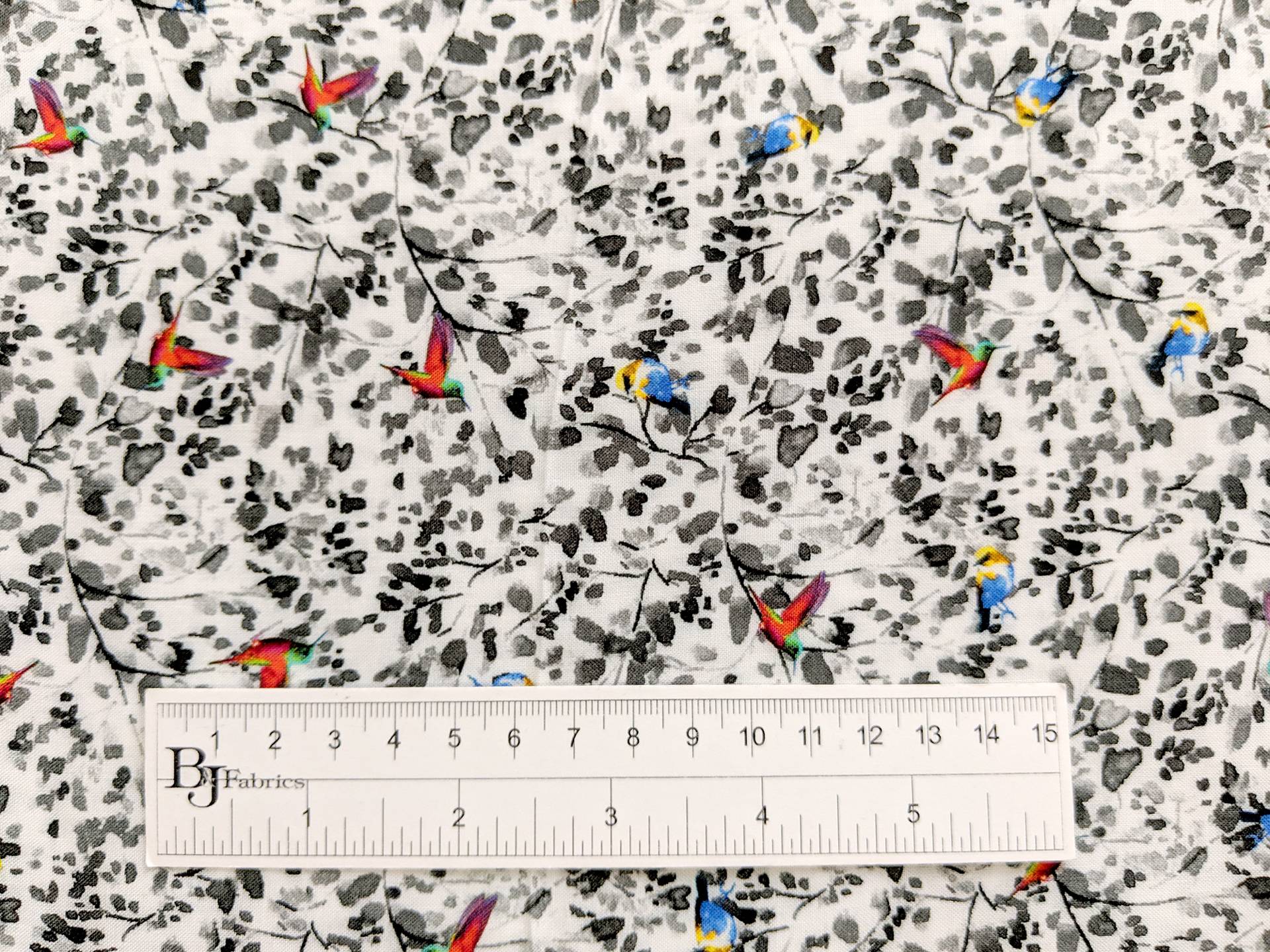 Viscose Print with Small Florals and Birds
