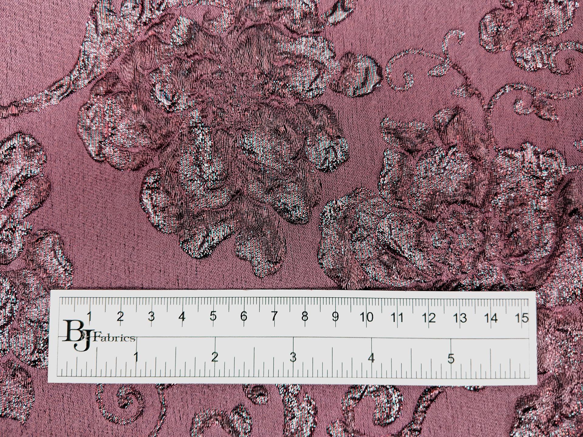 Silk & Polyester Blend Metallic Floral Cloqué Brocade