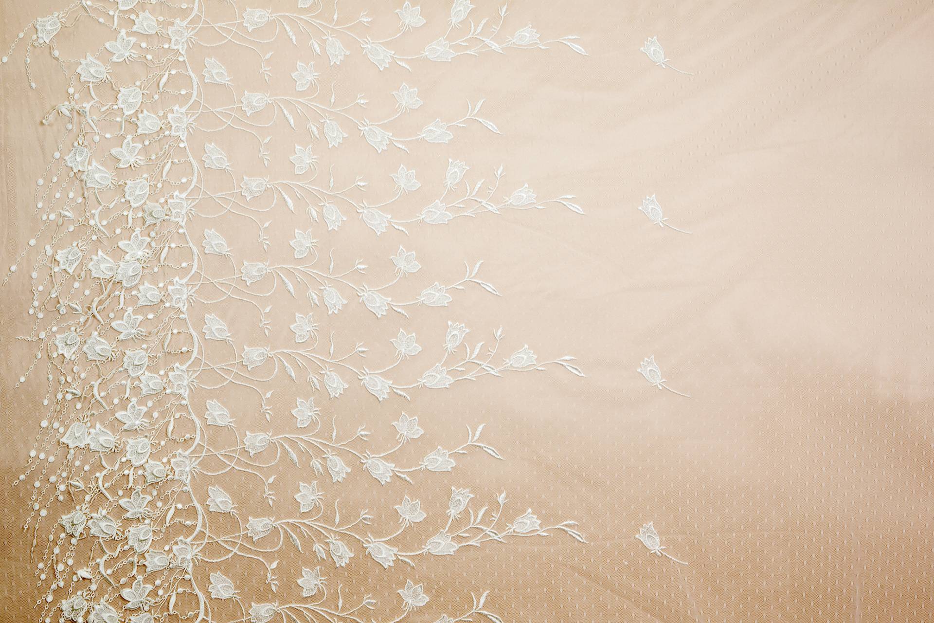 Novelty Embroidered Floral Degrade with a Fringe Border