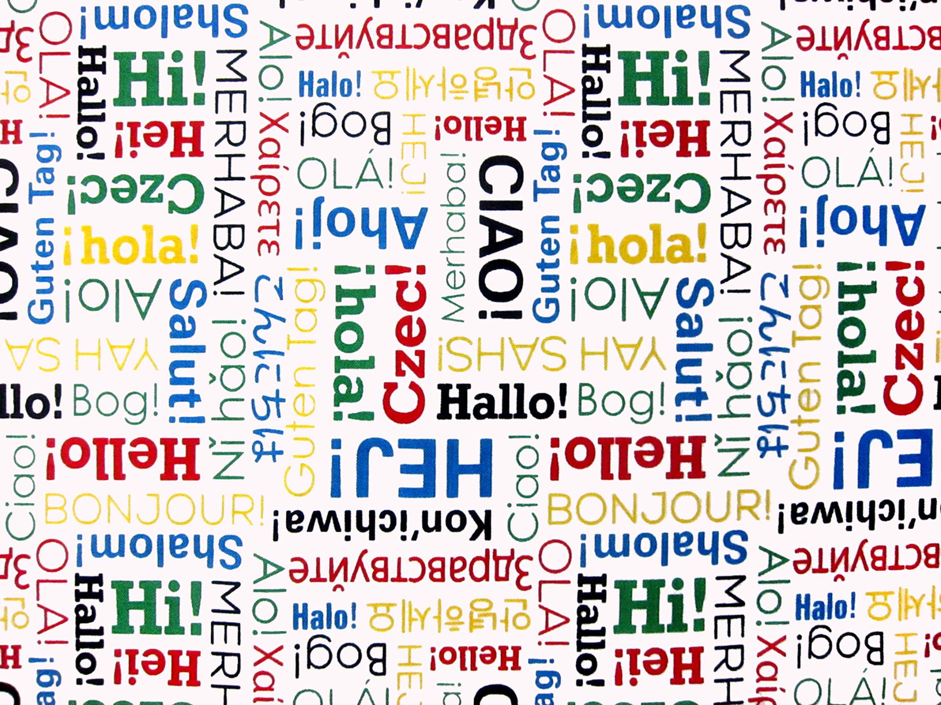 Cotton Broadcloth International Greetings Print