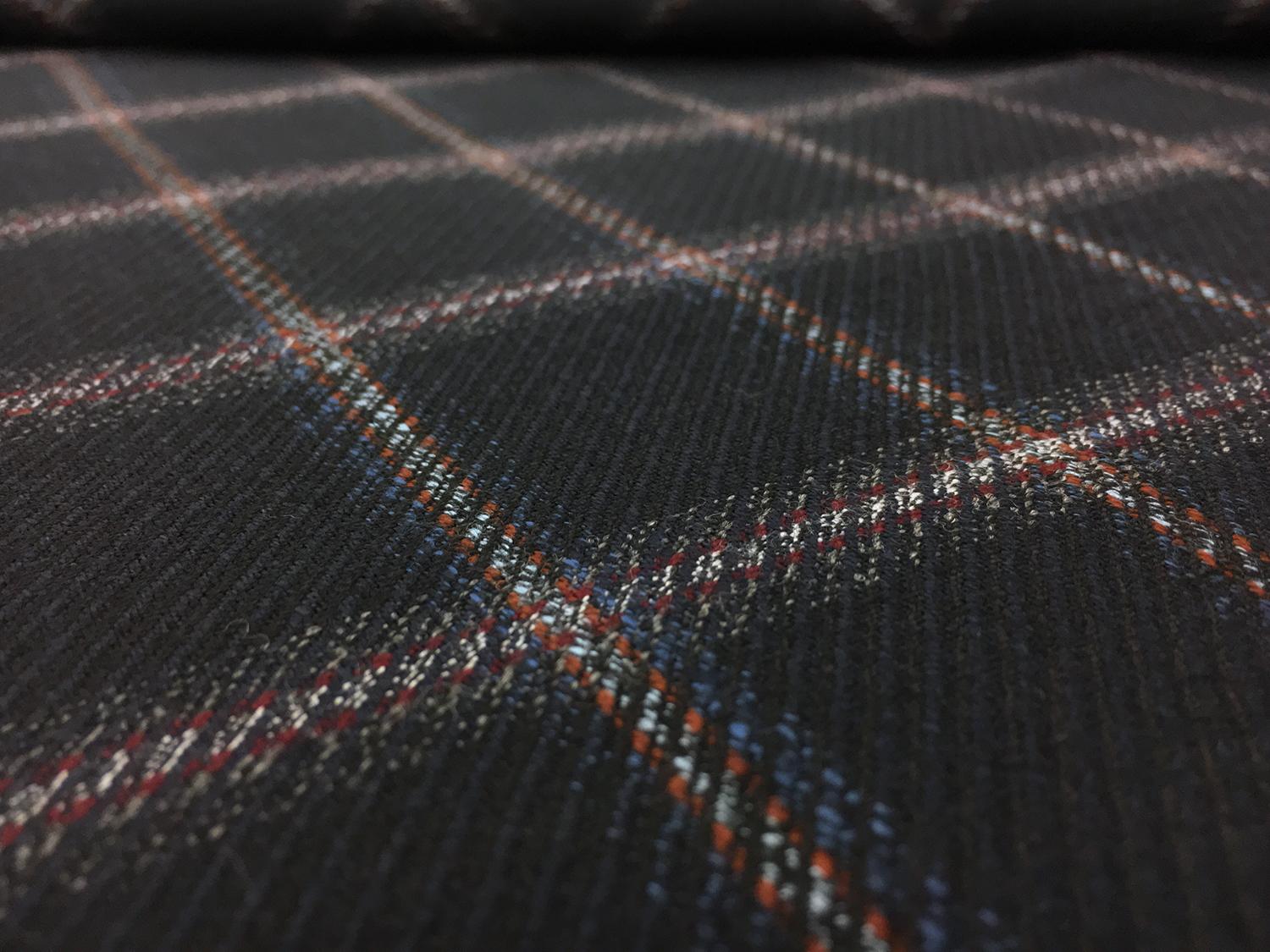 Italian Wool Bamboo Blend Windowpane Suiting in Navy2