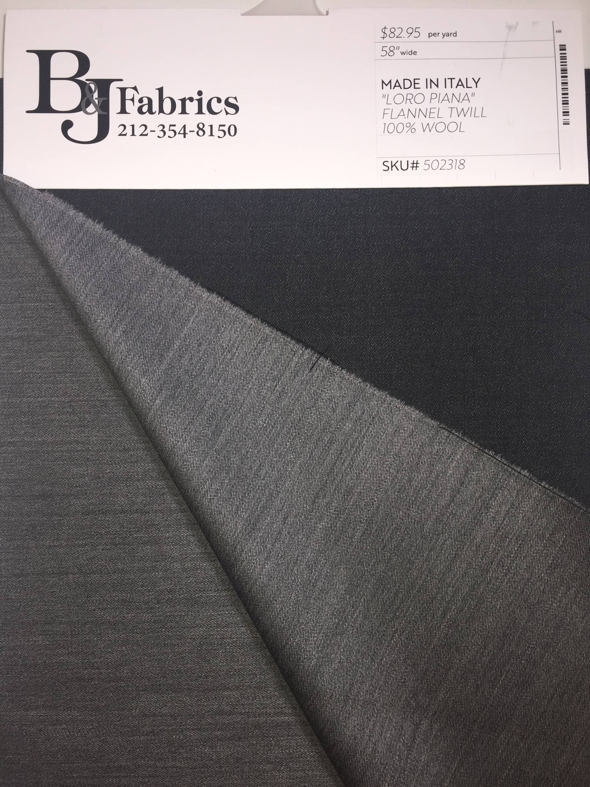 Italian Loro Piana Wool Twill in Medium Grey