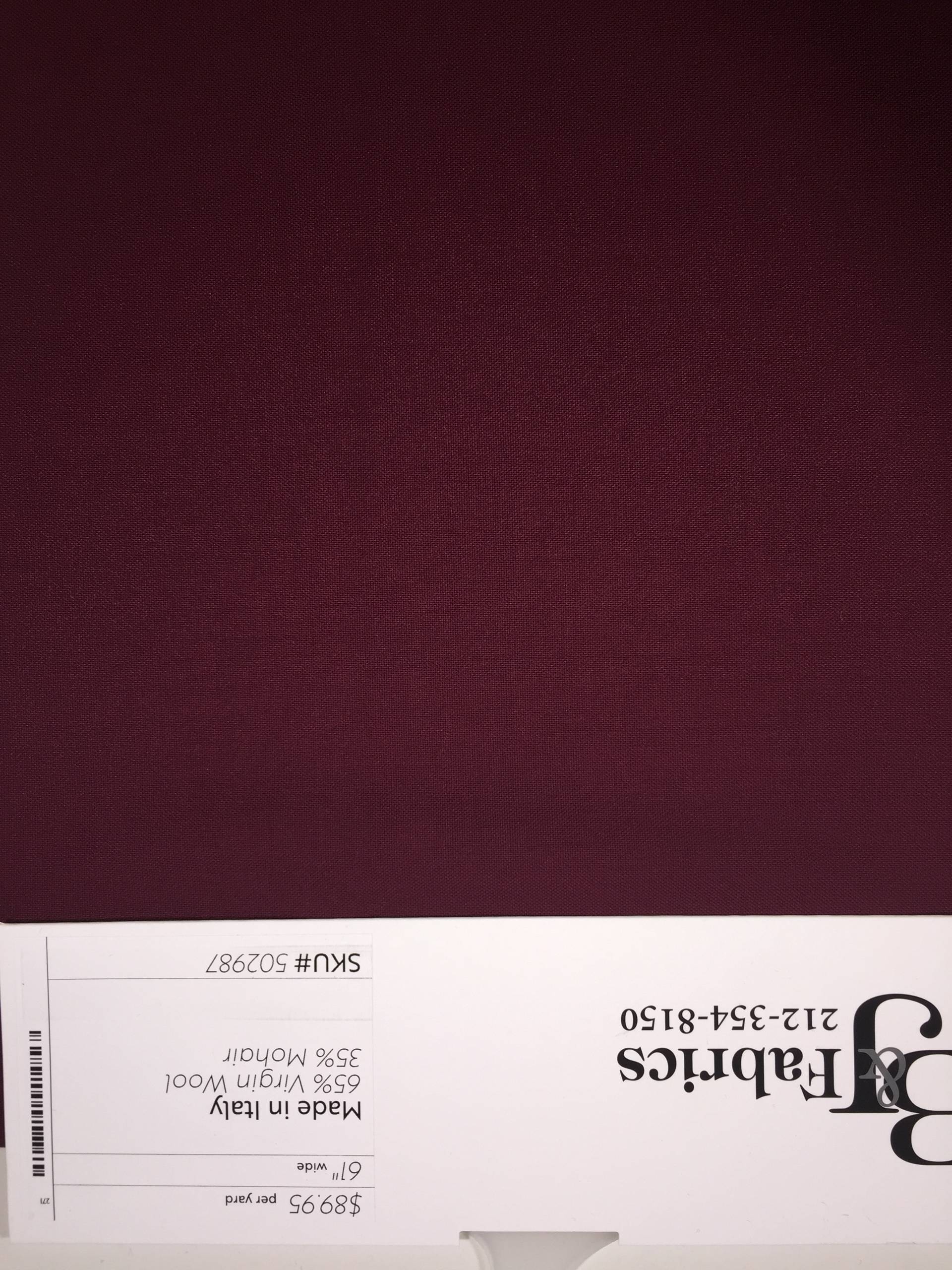 MADE IN ITALY 65% WOOL 35% MOHAIR SUITING