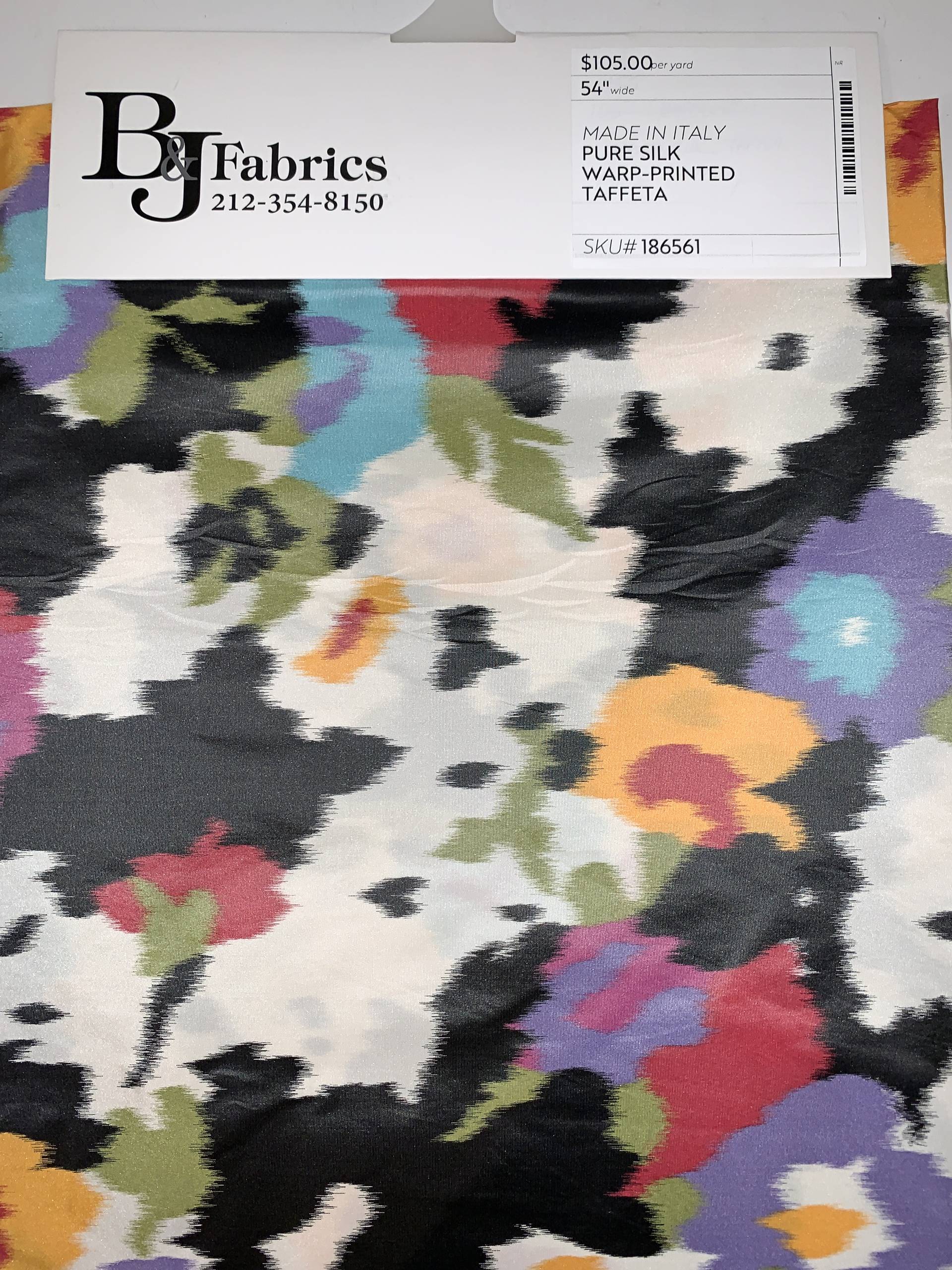 MADE IN ITALY PURE SILK WARP-PRINTED TAFFETA