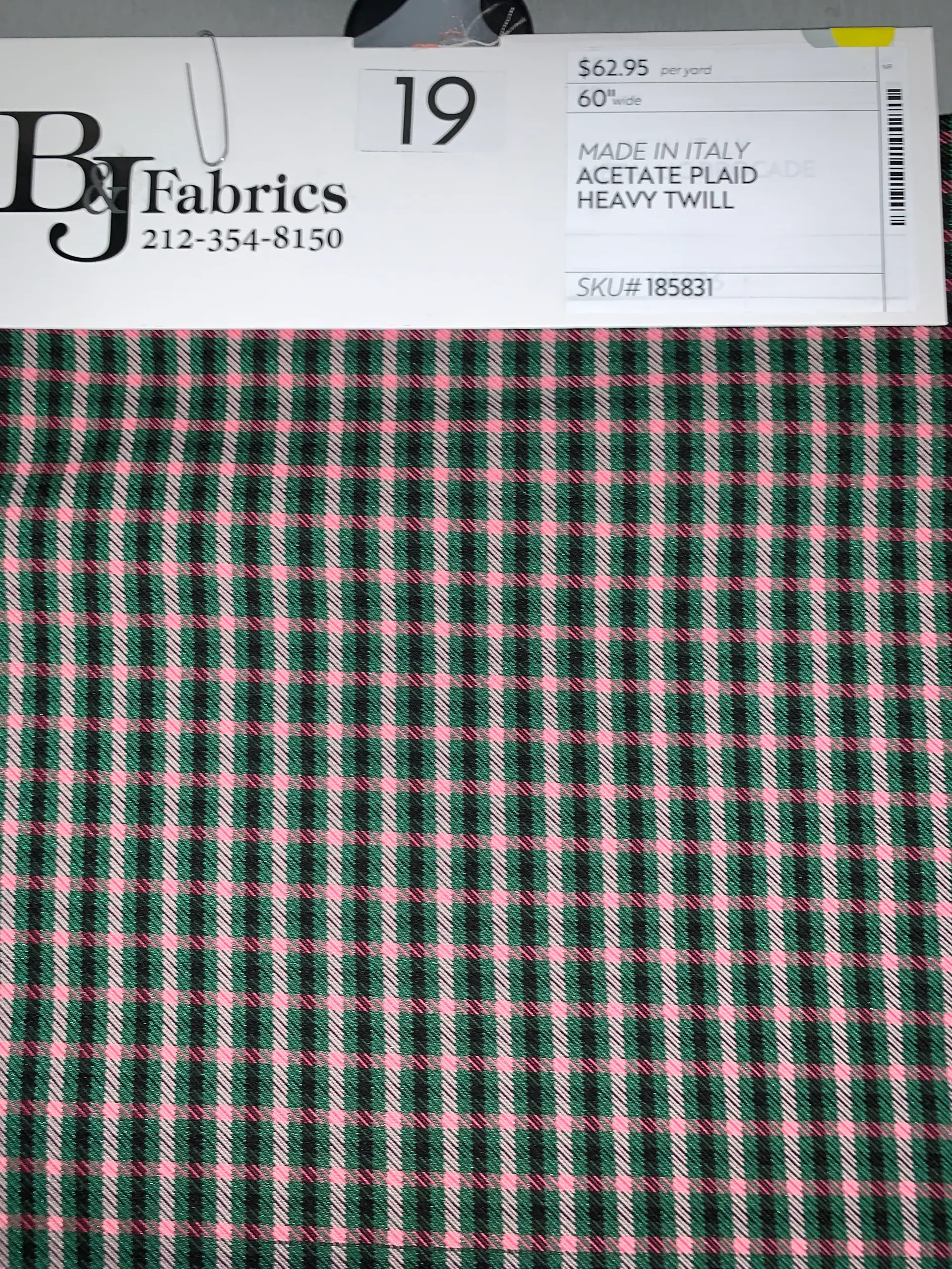 MADE IN ITALY ACETATE PLAID HEAVY TWILL