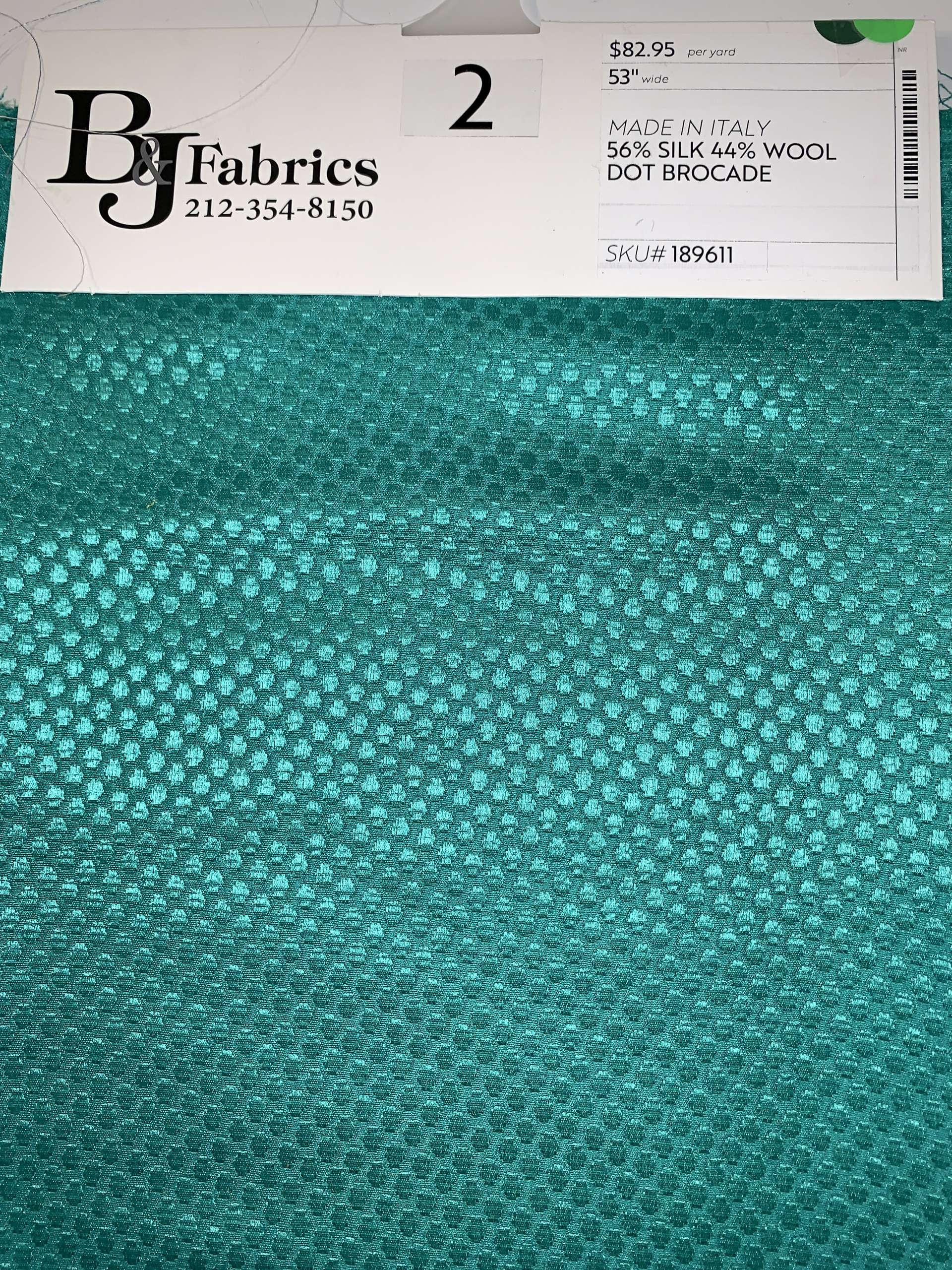 MADE IN ITALY 56% SILK 44% WOOL DOT BROCADE
