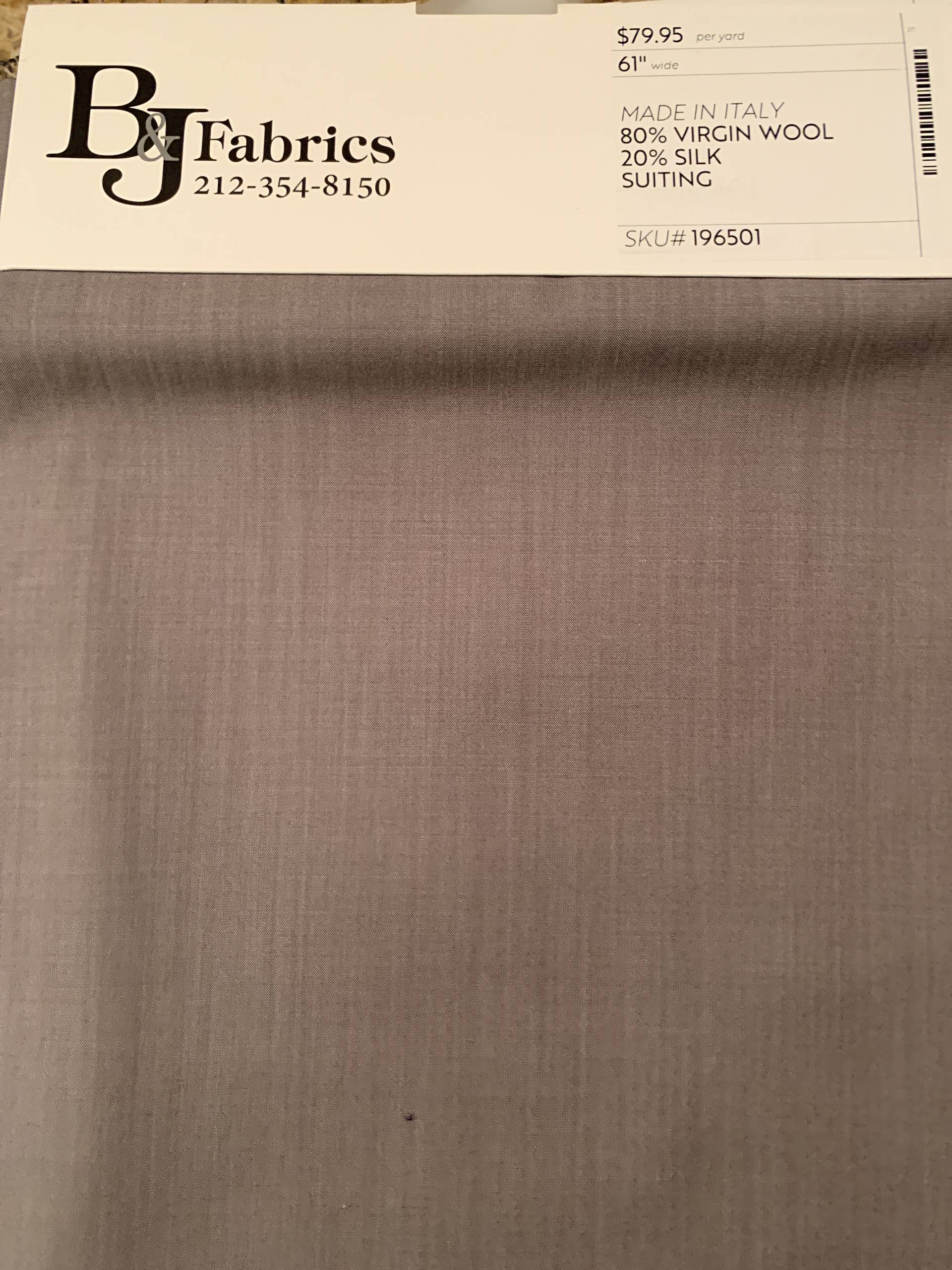 MADE IN ITALY 80% VIRGIN WOOL 20% SILK SUITING