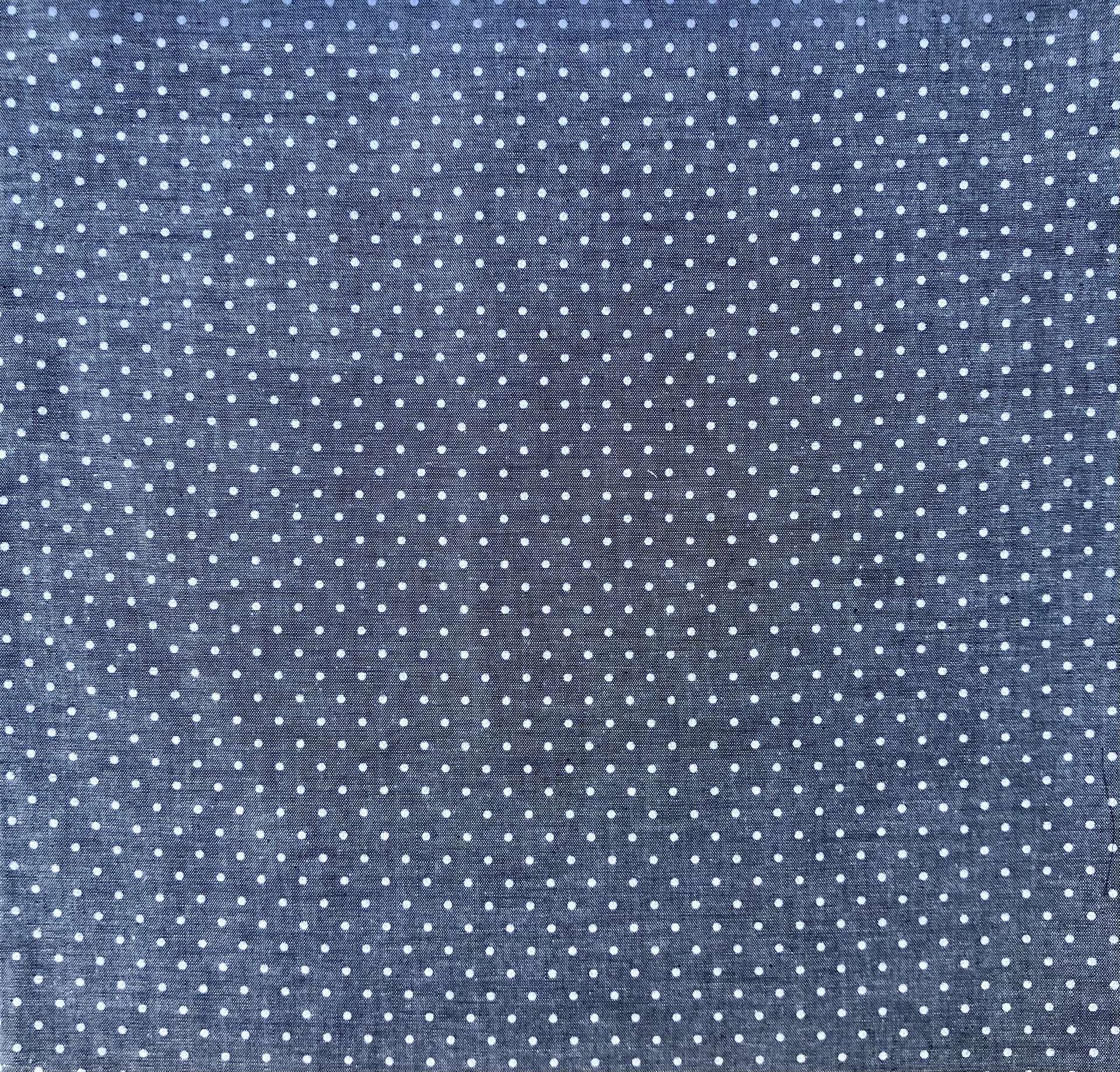 Cotton Denim Printed Dot in Chambray