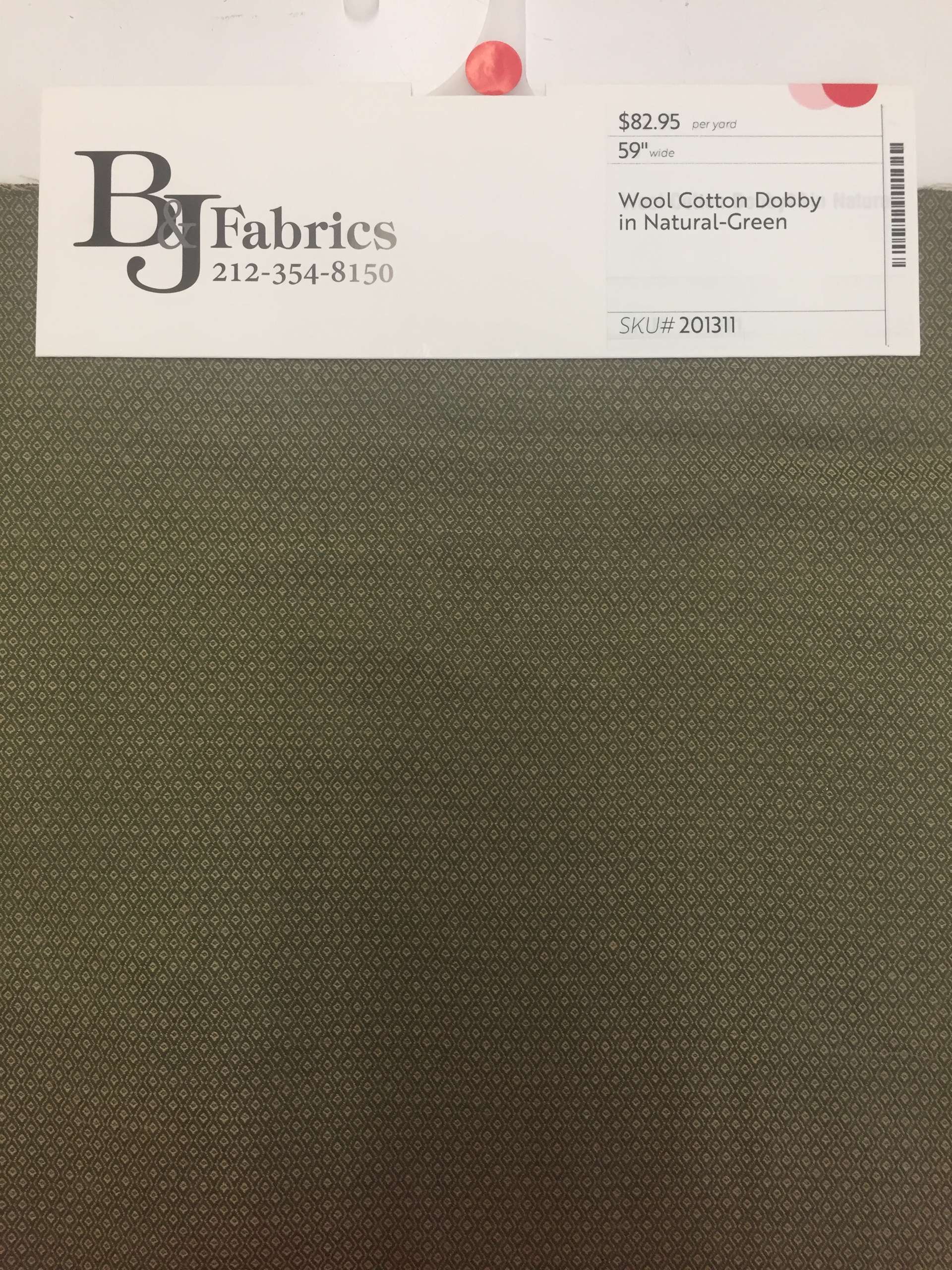 Wool Cotton Dobby in Natural-Green