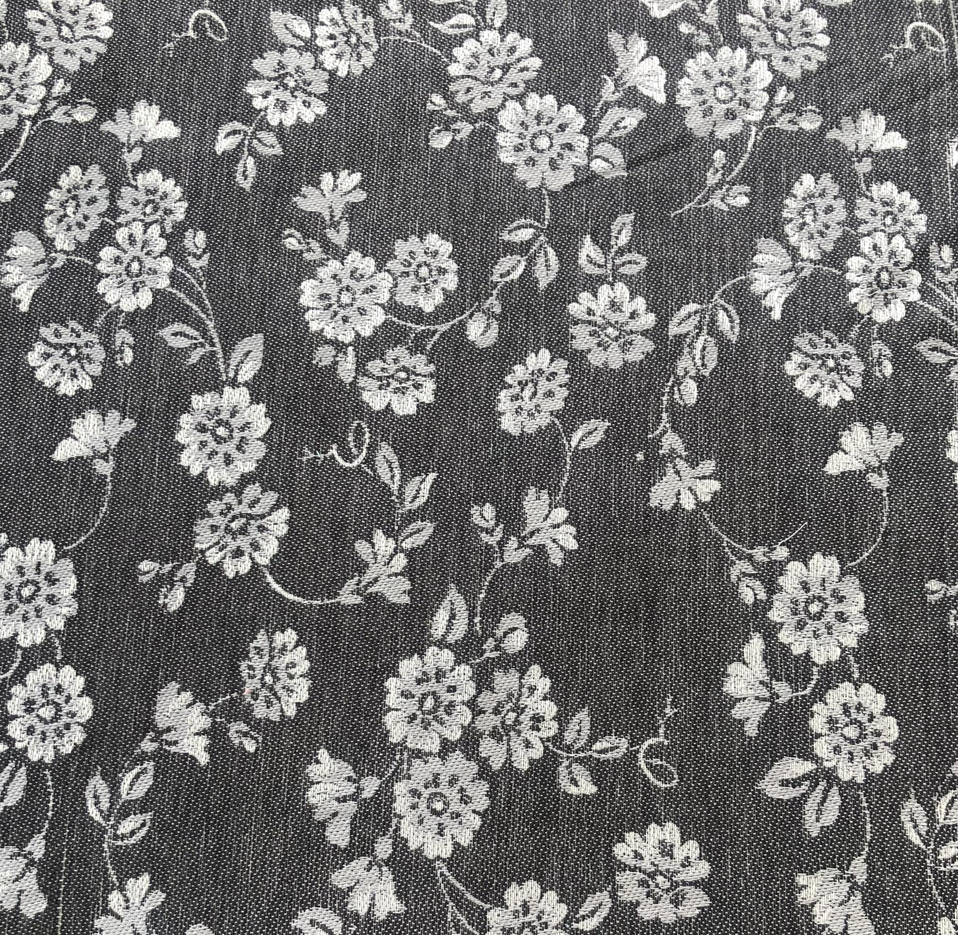 Cotton Floral Jacquard in Black