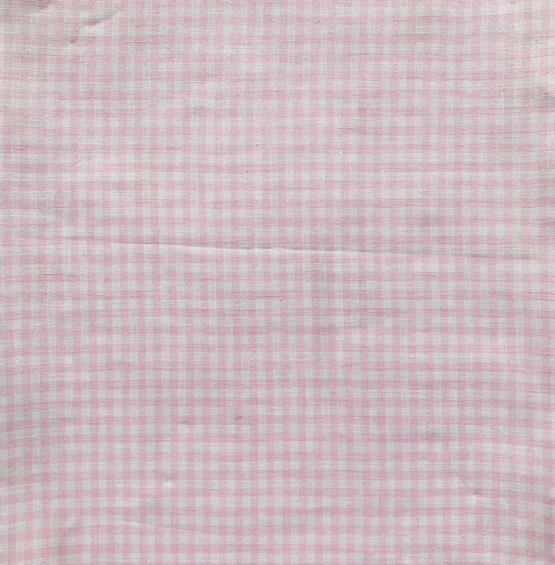 Linen Woven Gingham in Baby Pink