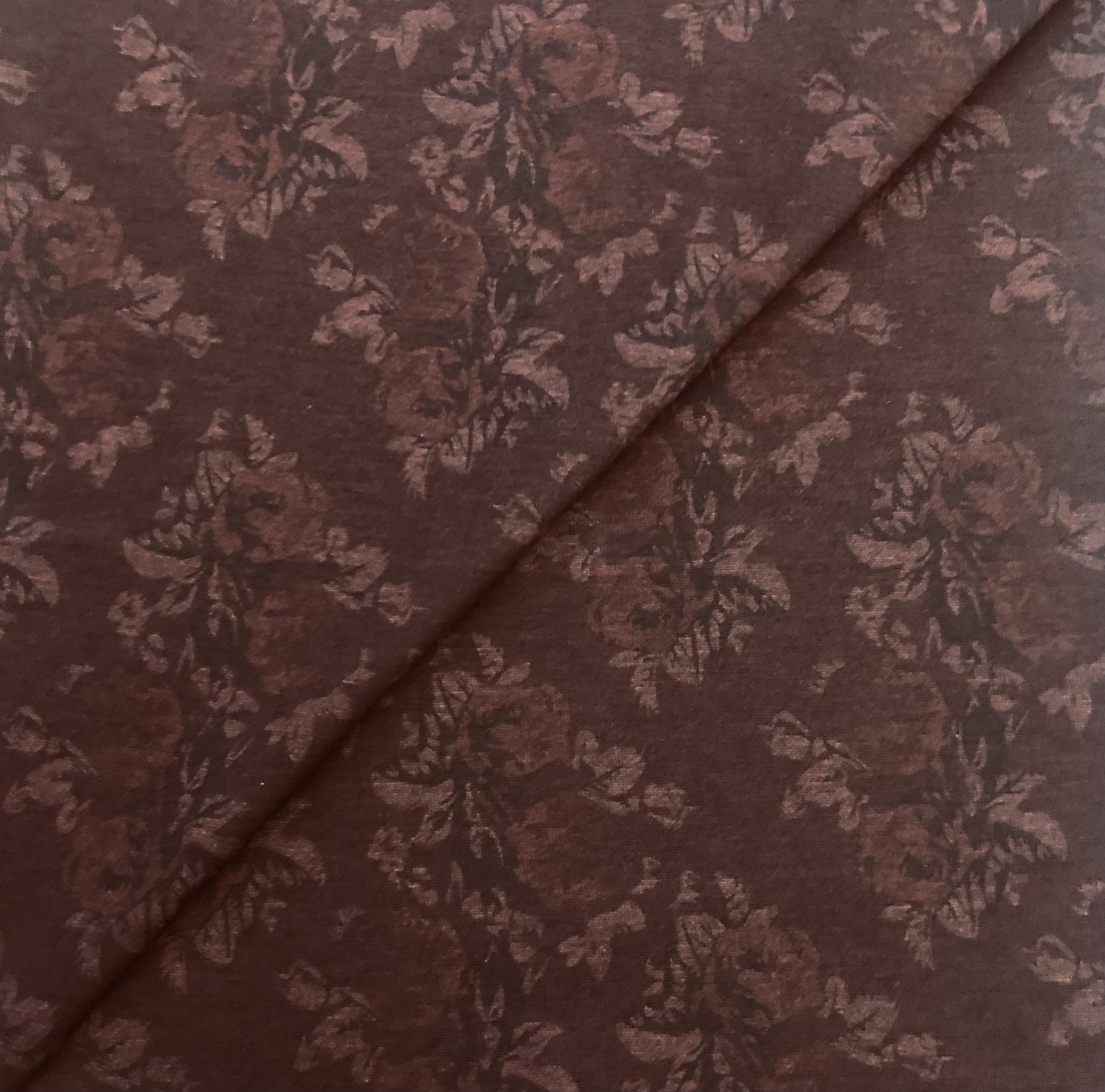 Ponte Knit Floral Print in Wine