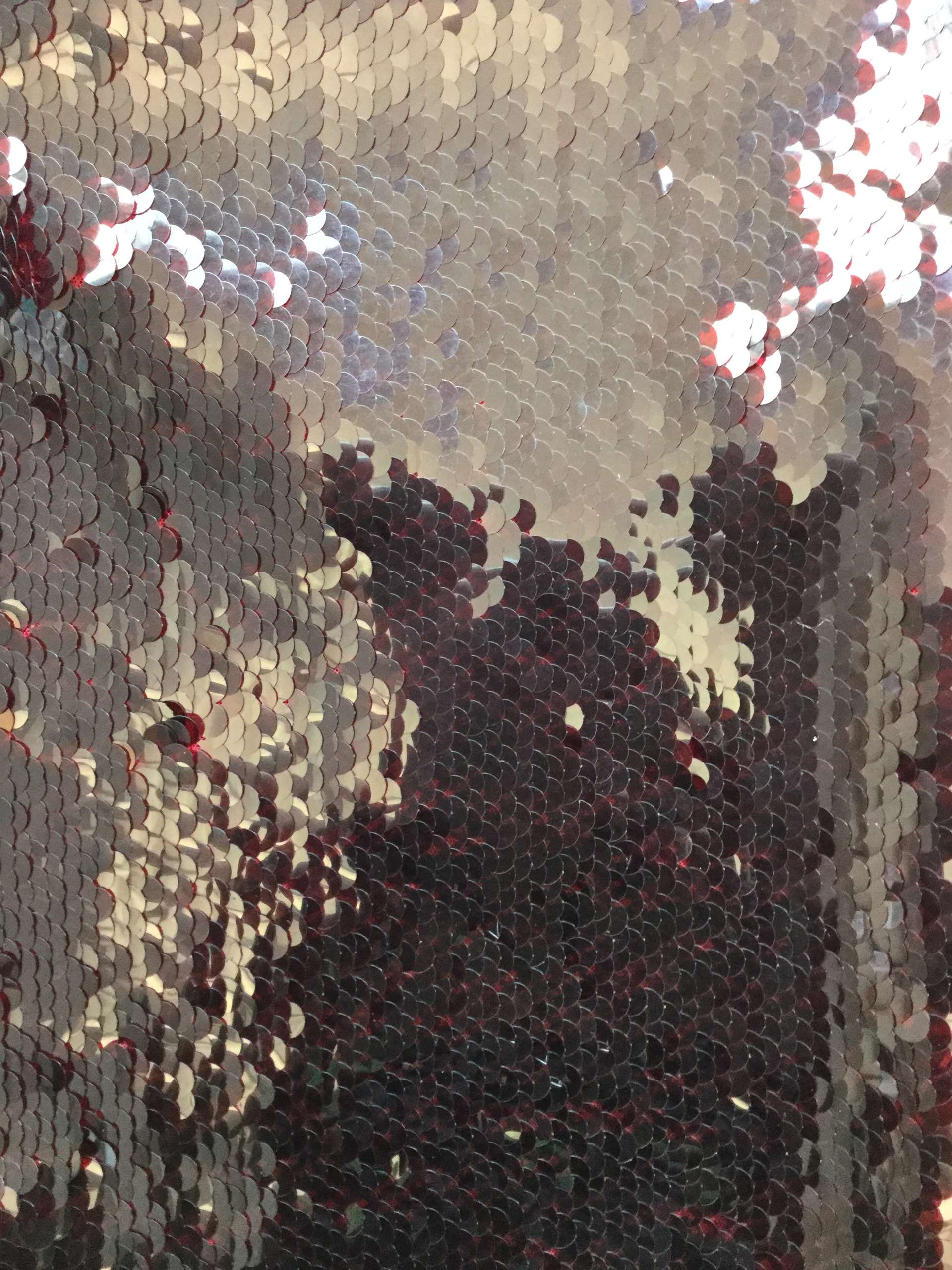 Transparent Mini-Paillettes on Stretch Tulle in Burgundy