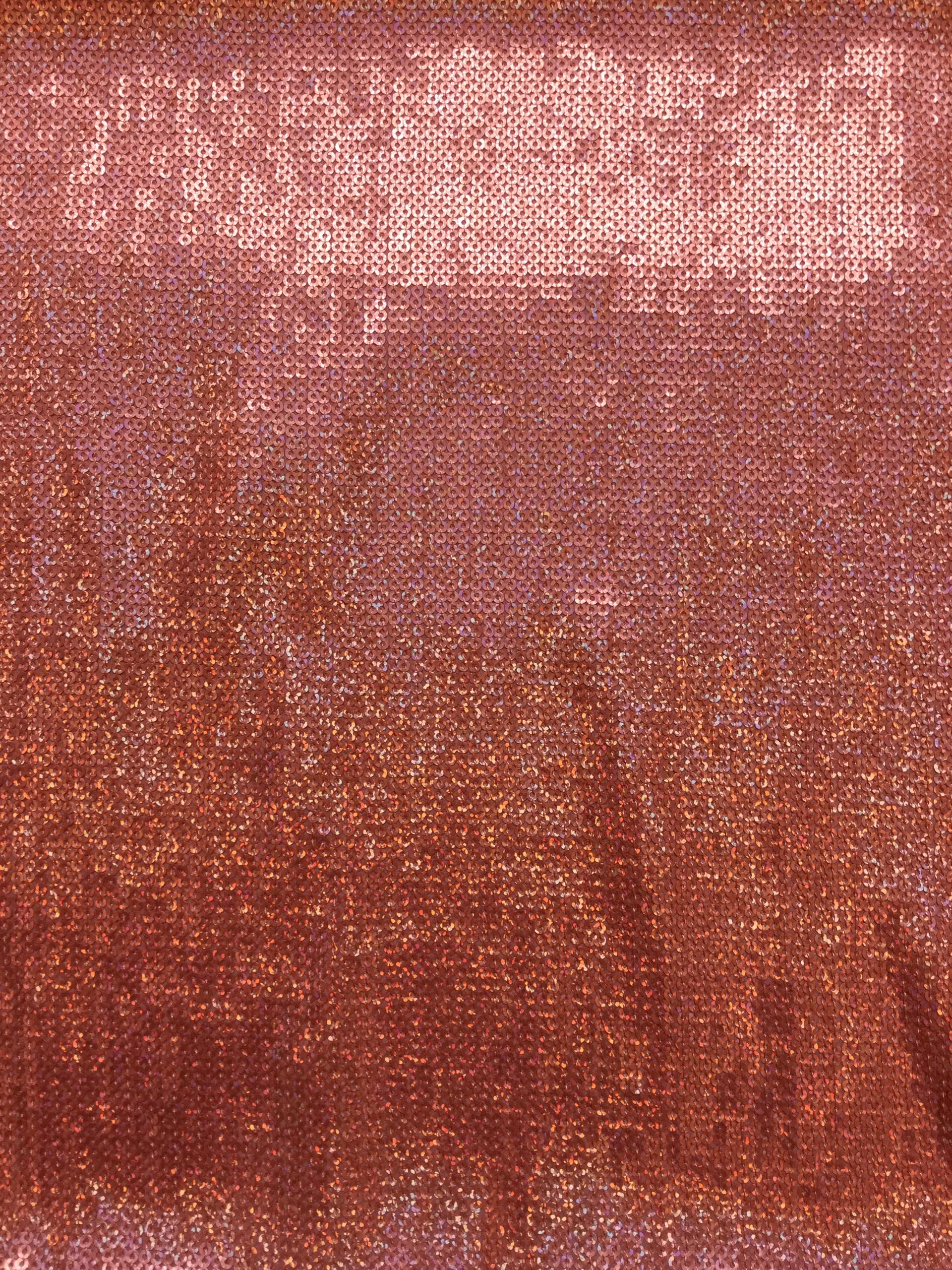 Hologram Sequins on Polyester Chiffon in Coral