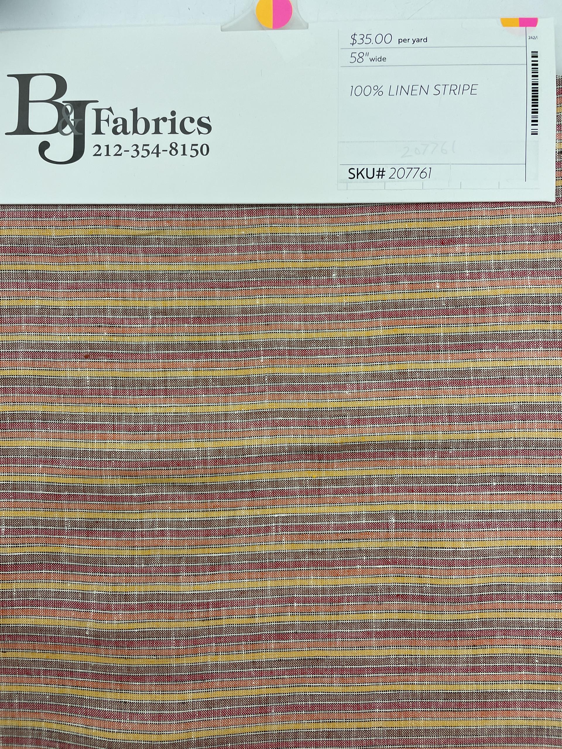 Linen Stripe in Red Orange Yellow