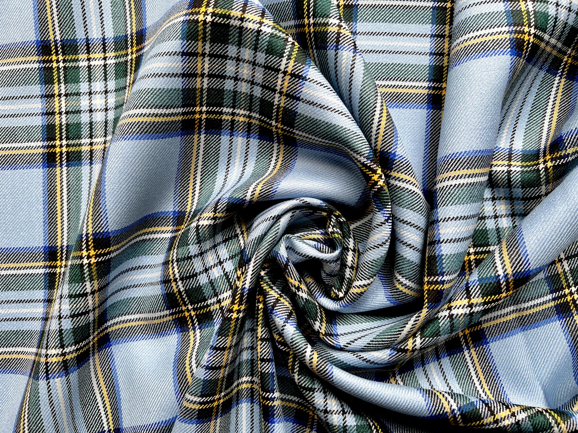 Italian Wool Plaid Suiting in Azzurro