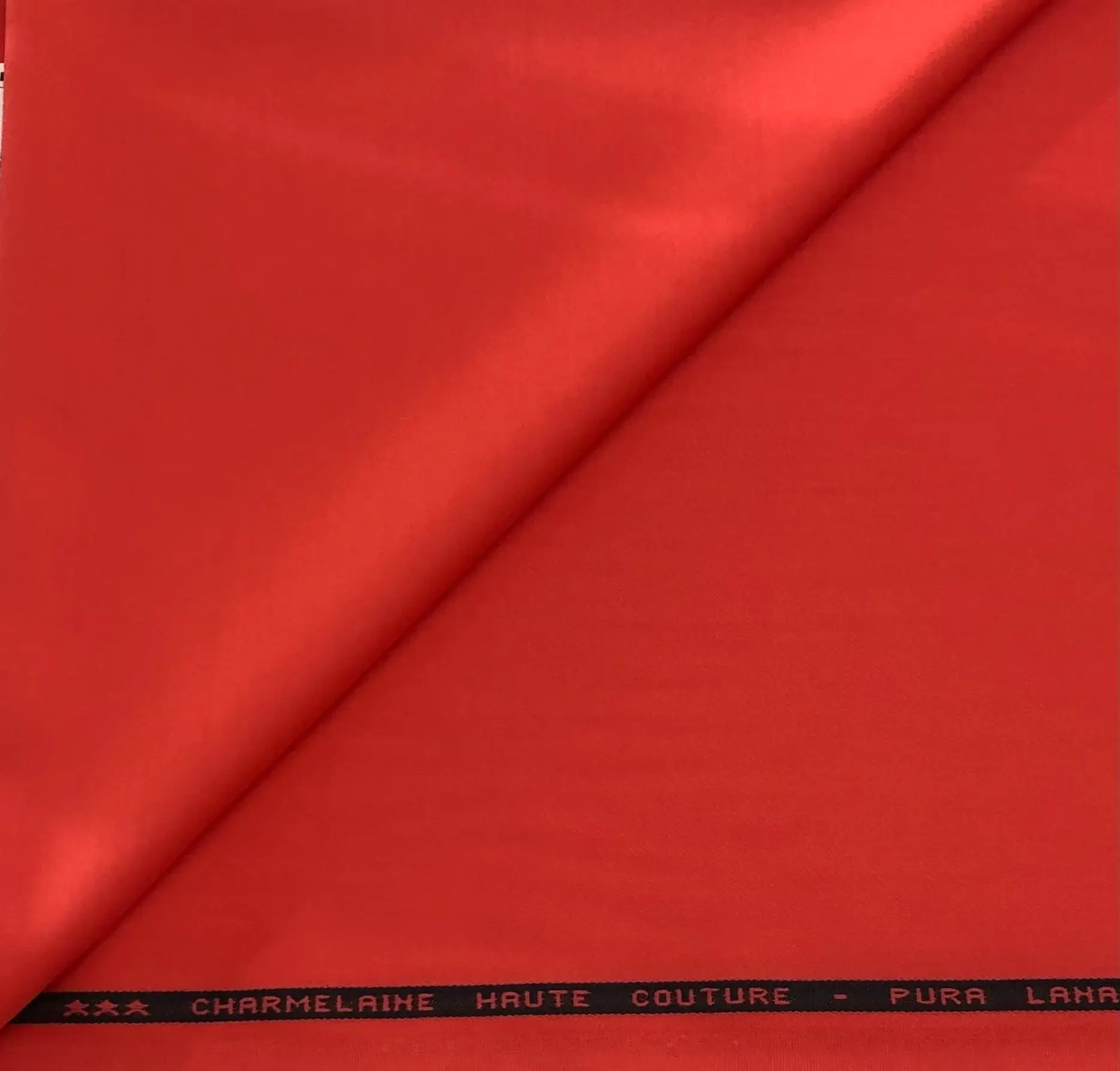 Italian Wool Twill Satin Faille in Coral