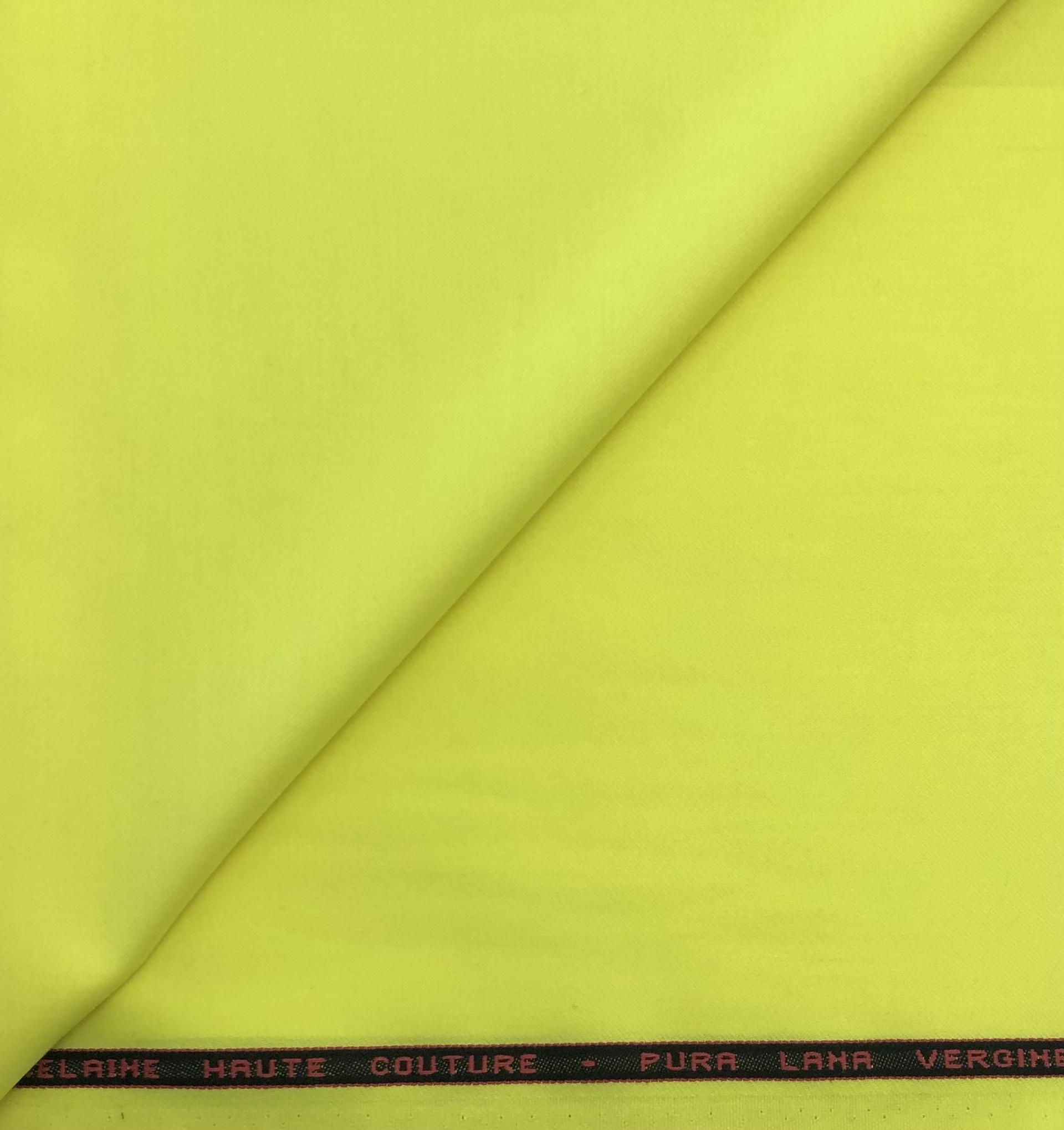 Italian Wool Twill Satin Faille in Fluorescent Yellow