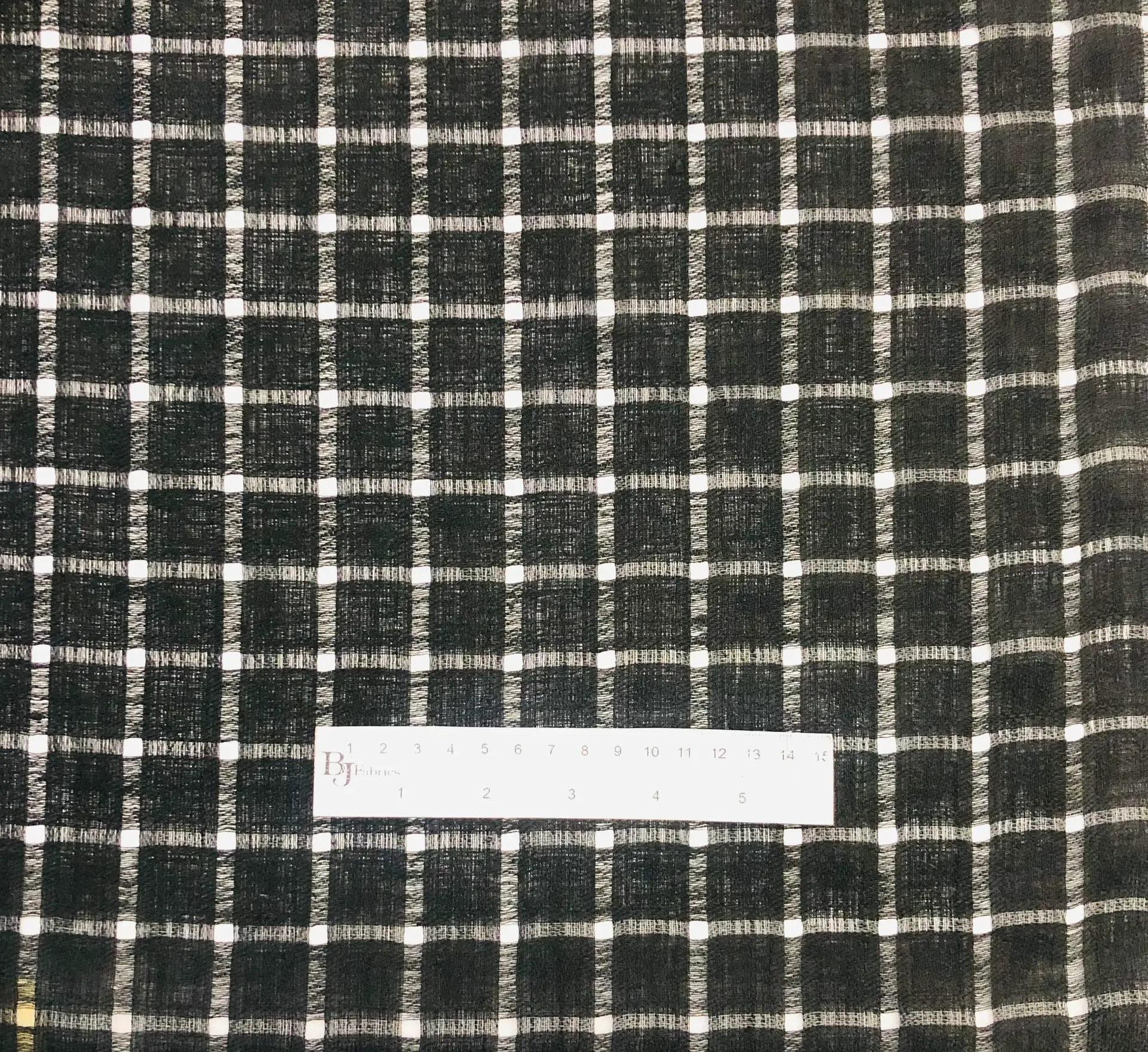Linen & Nylon Plaid Mesh in Black