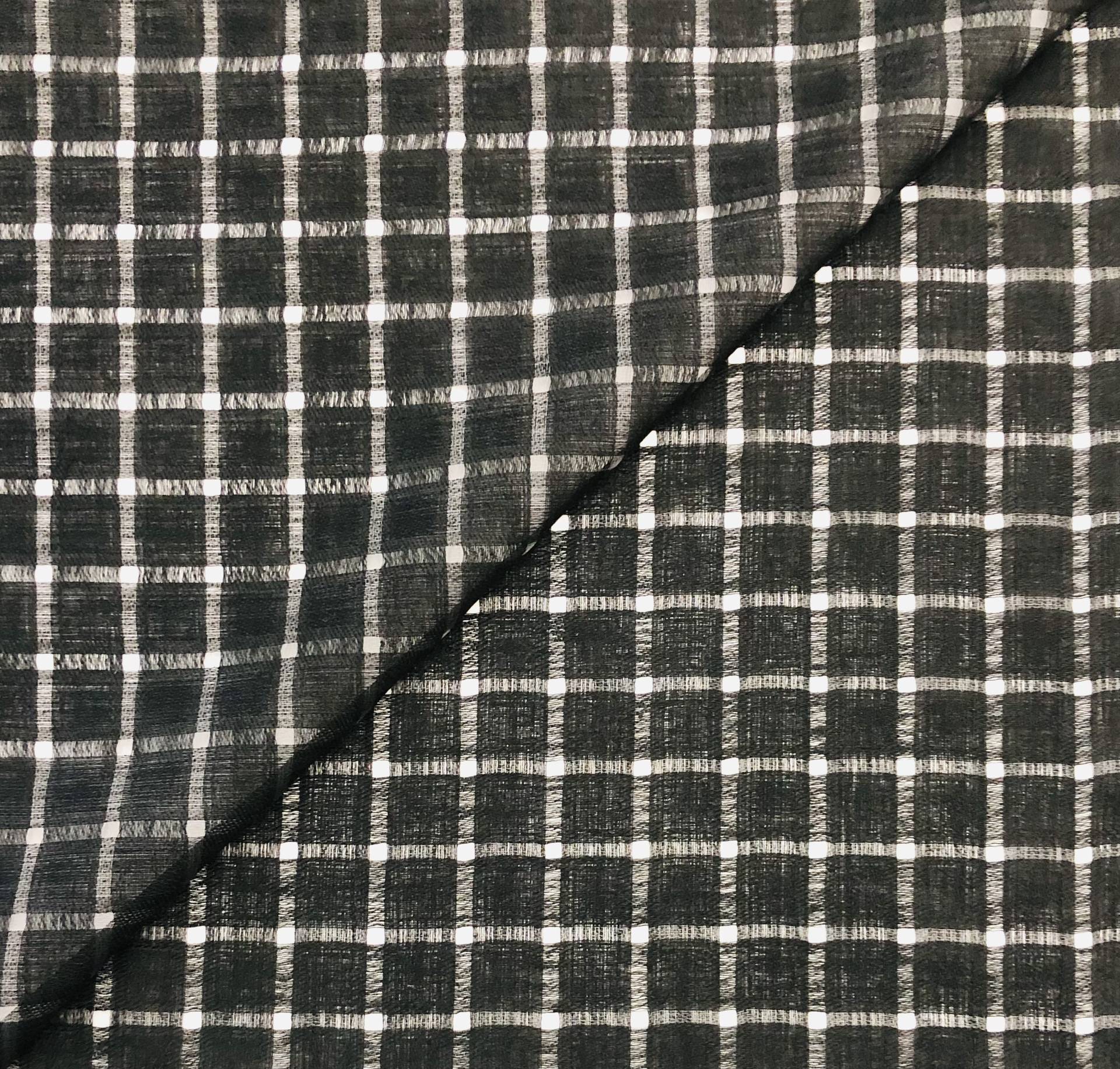 Linen & Nylon Plaid Mesh in Black
