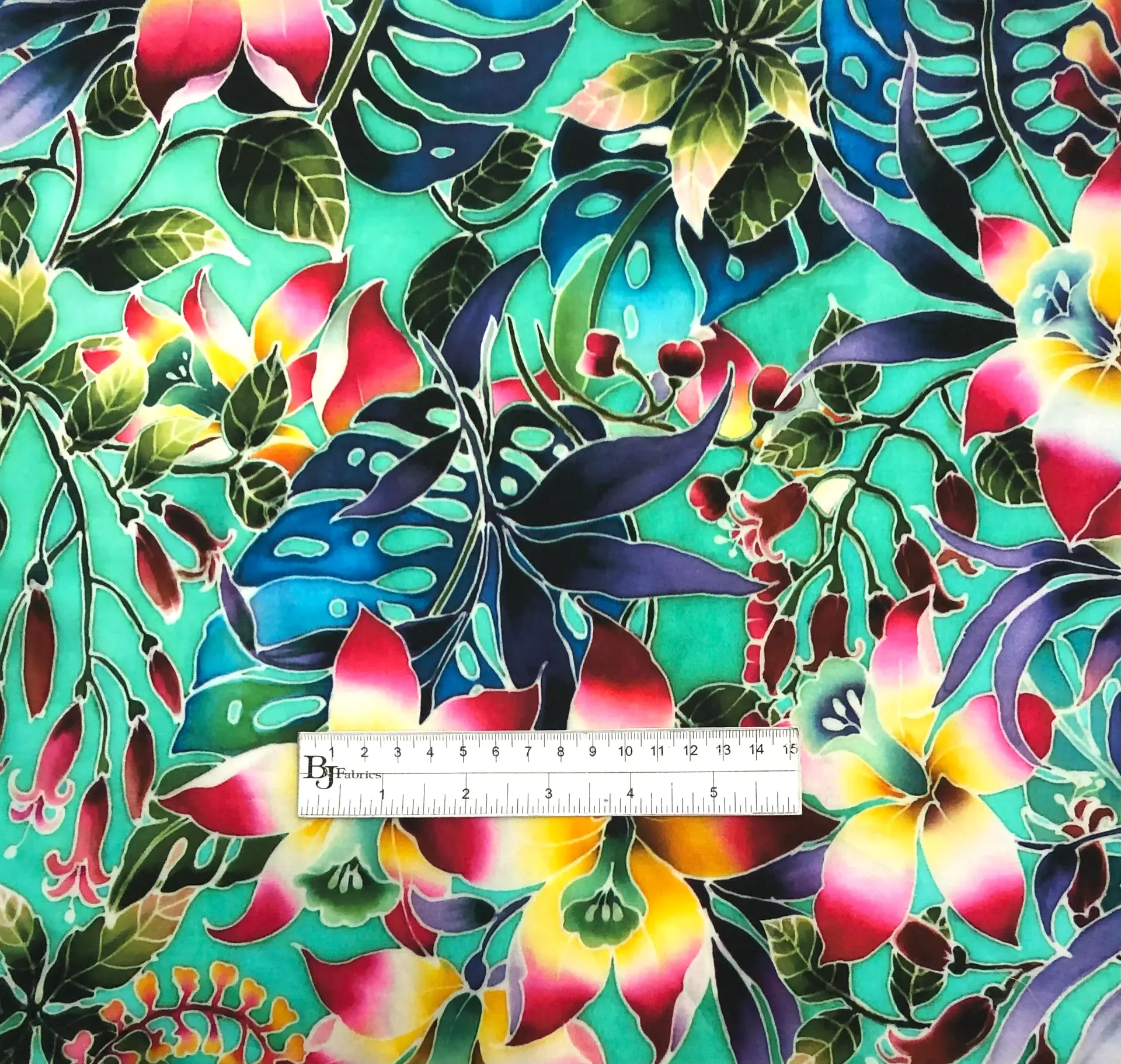 Italian Cotton Sateen Lawn Floral in Aqua